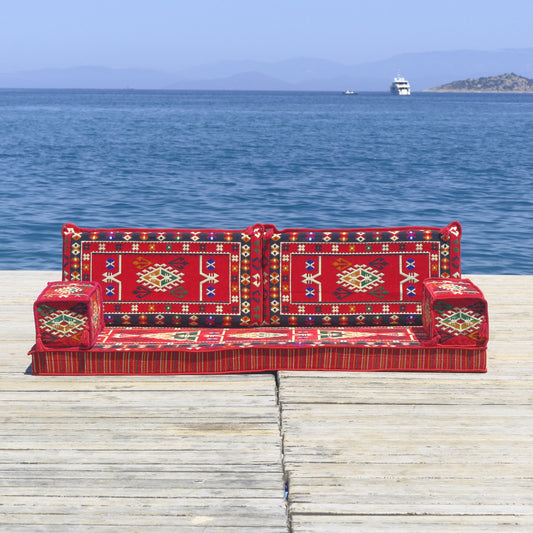 Arabic Majlis Floor Sofa – Traditional Turkish Kilim Seating