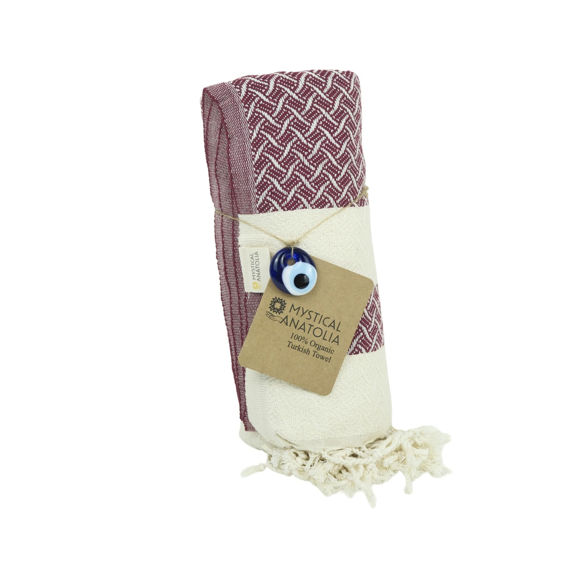 Mystical Anatolia Burgundy Turkish peshtemal beach towel