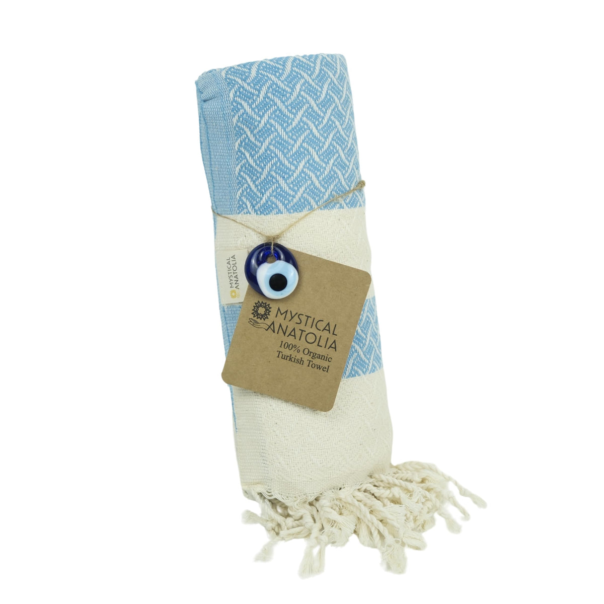 Mystical Anatolia Light Blue Turkish peshtemal beach towel