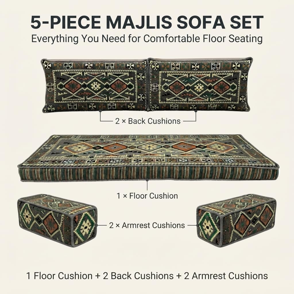 Grey Arabic Majlis floor sofa kilim seating, view 3