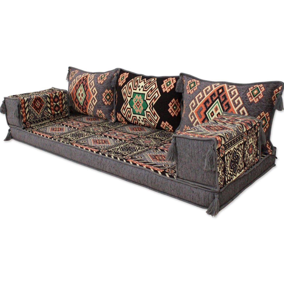 Grey Arabic Majlis 6-piece floor sofa, product view 4