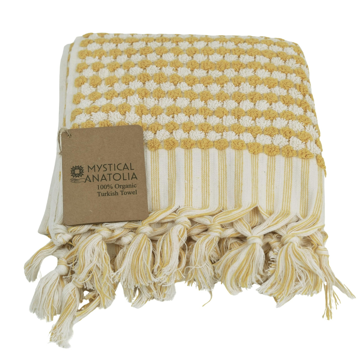Mystical Anatolia Mustard pompom bath towel