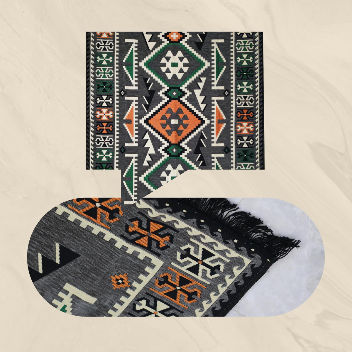 Mystical Anatolia 4x6 ft kilim rug Grey – additional product view 5