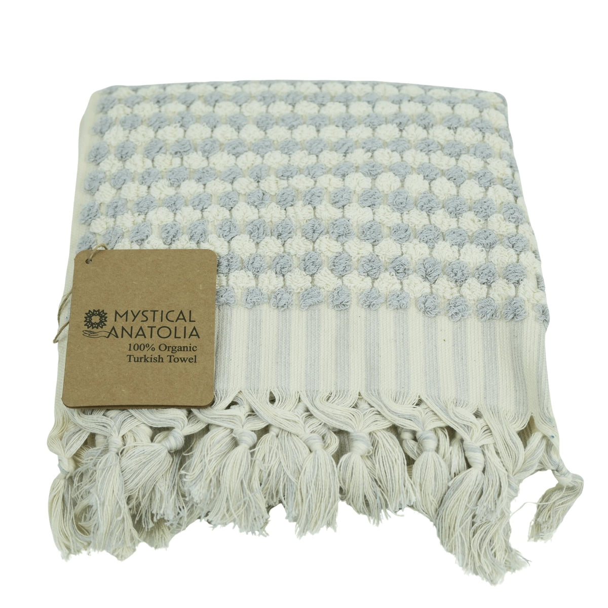 Mystical Anatolia Light Gray pompom bath towel