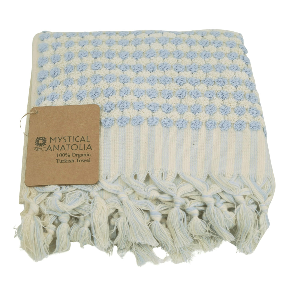 Mystical Anatolia Light Blue pompom bath towel