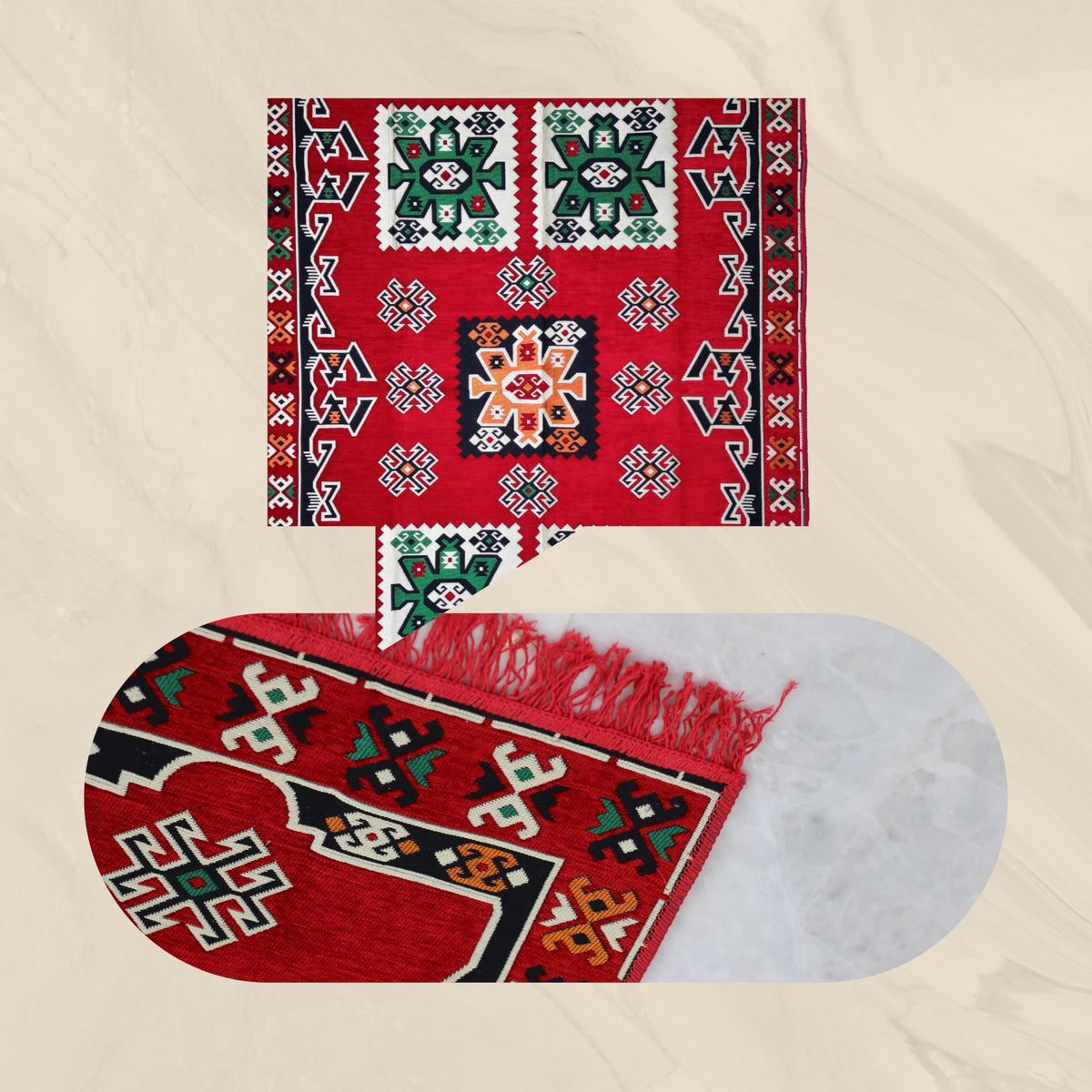 Mystical Anatolia 4x6 ft kilim rug Tribal/Red – additional product view 4