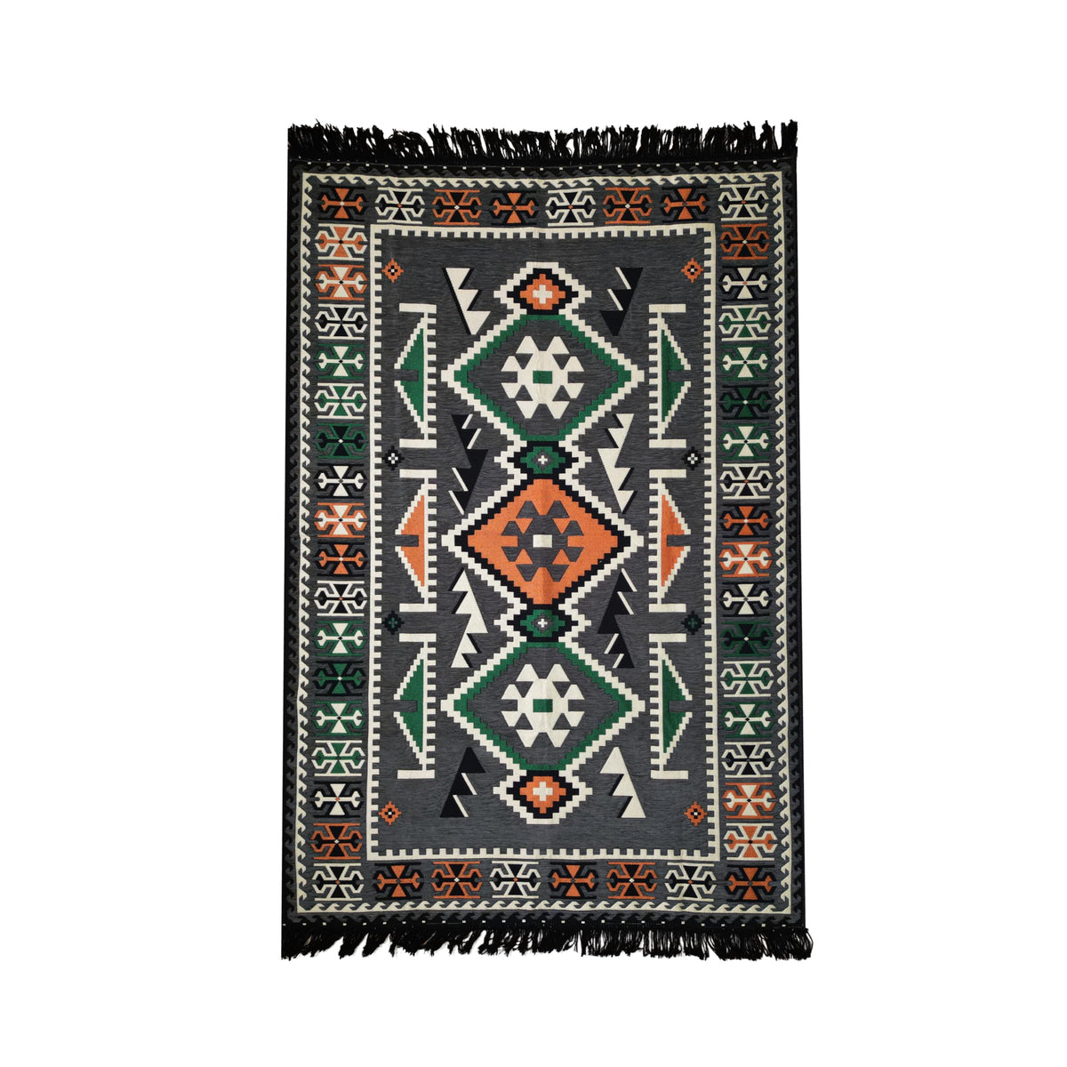Mystical Anatolia 4 × 6 ft kilim rug – Grey pattern