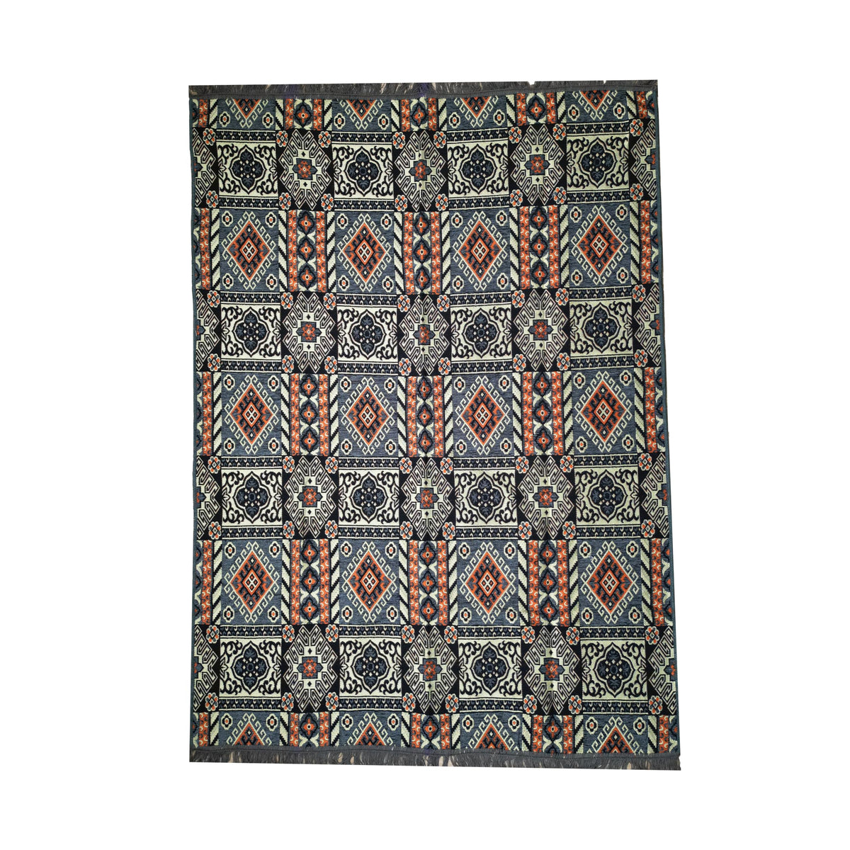 Mystical Anatolia 4 × 6 ft kilim rug – Patchwork/Grey pattern