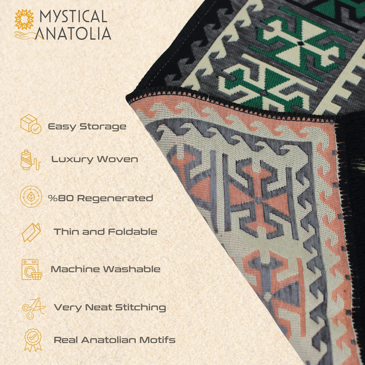 Mystical Anatolia 4x6 ft kilim rug Grey – additional product view 6