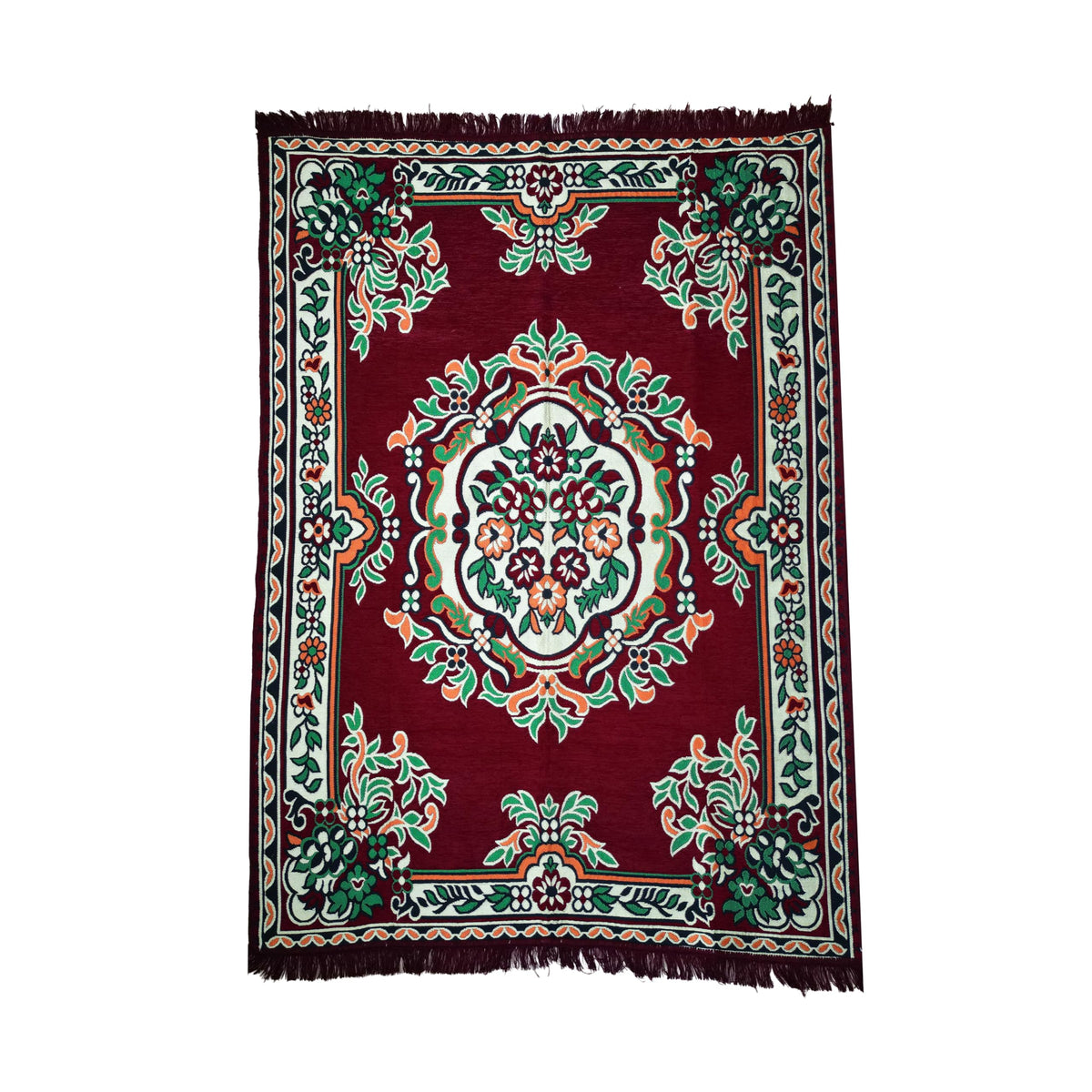Mystical Anatolia 4 × 6 ft kilim rug – Floral/Burgundy pattern