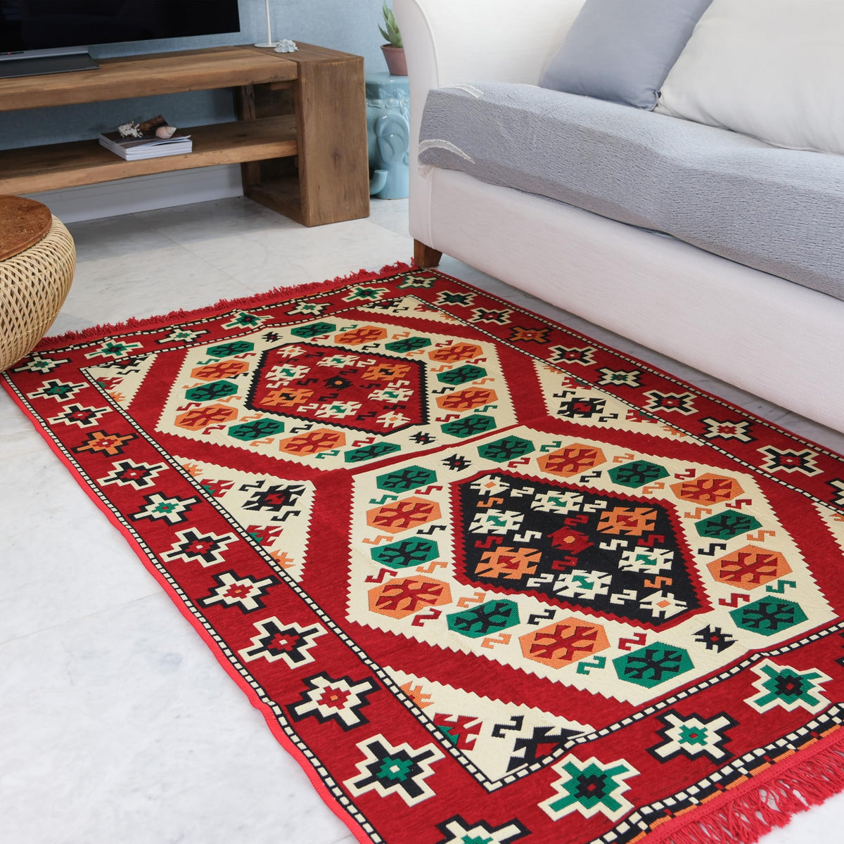 Mystical Anatolia 4x6 ft kilim rug Multi/Red – additional product view 3