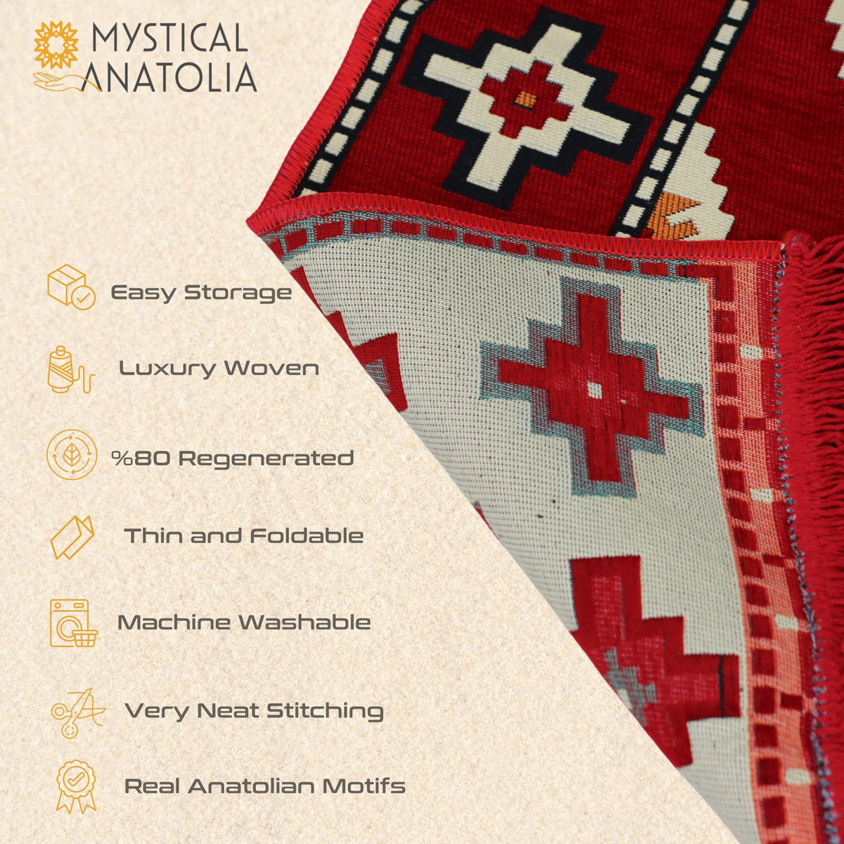 Mystical Anatolia 4x6 ft kilim rug Multi/Red – additional product view 6