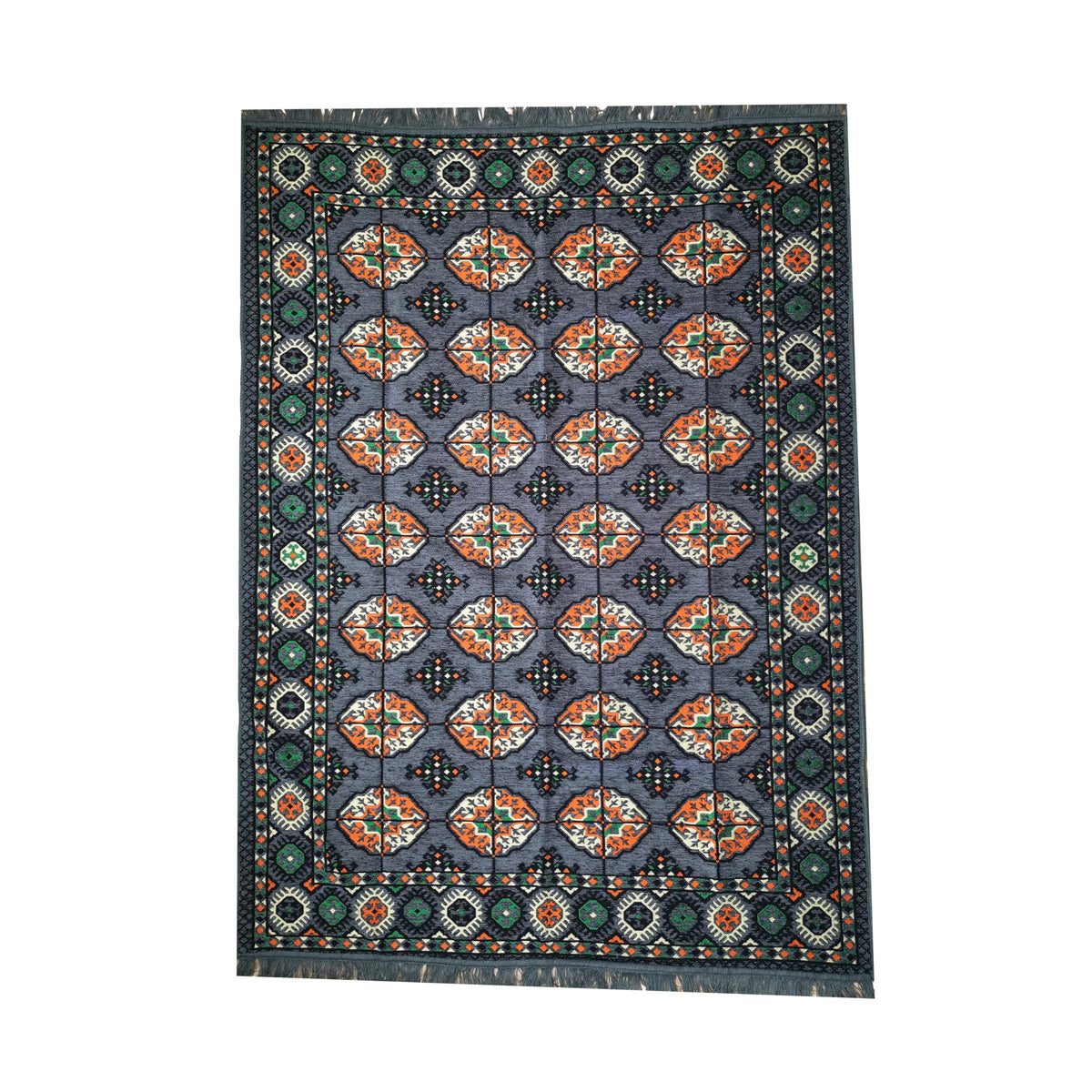 Mystical Anatolia 4 × 6 ft kilim rug – Orange/Grey pattern