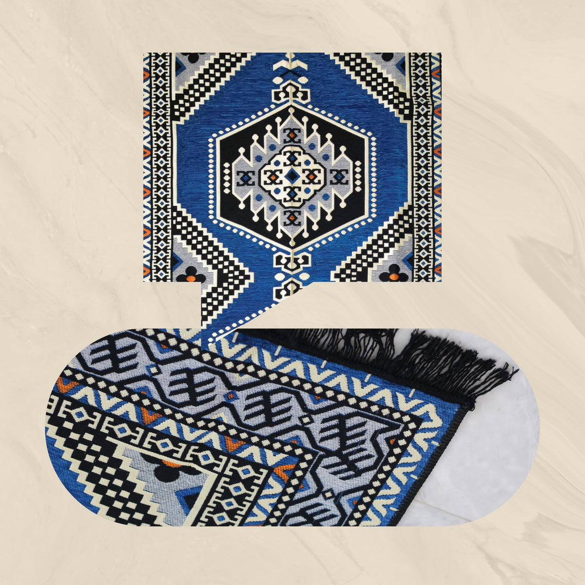 Mystical Anatolia 4x6 ft kilim rug Blue/Grey – additional product view 5