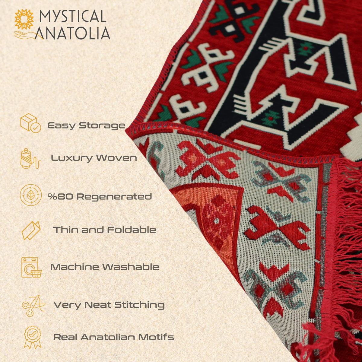 Mystical Anatolia 4x6 ft kilim rug Tribal/Red – additional product view 5