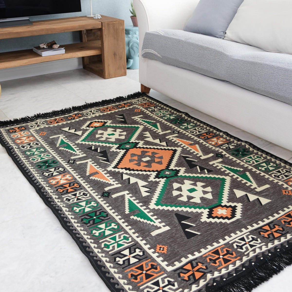 Mystical Anatolia 4x6 ft kilim rug Grey – additional product view 3