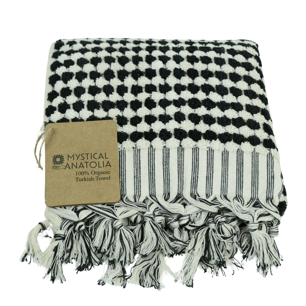 Mystical Anatolia Black pompom bath towel